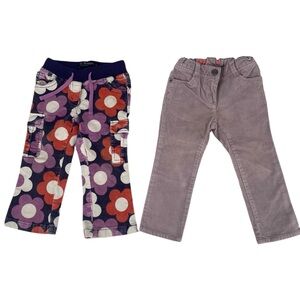 Lot Of 2 Mini Boden & Crewcuts Corduroy Little Girls Pants Size 2